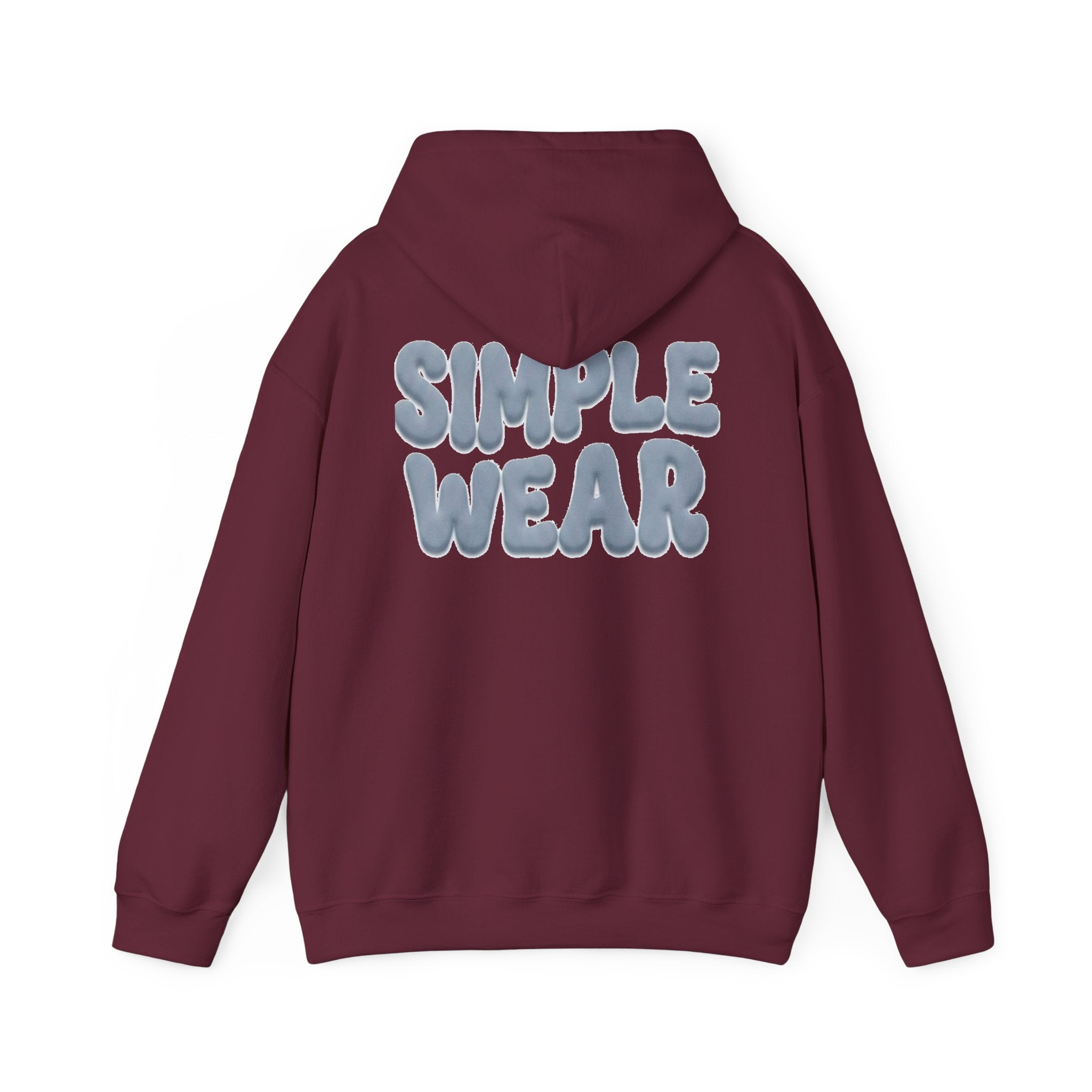 Simple Wear Hoodie — Minimal Bubble Text Graphic Hooded Sweatshirt