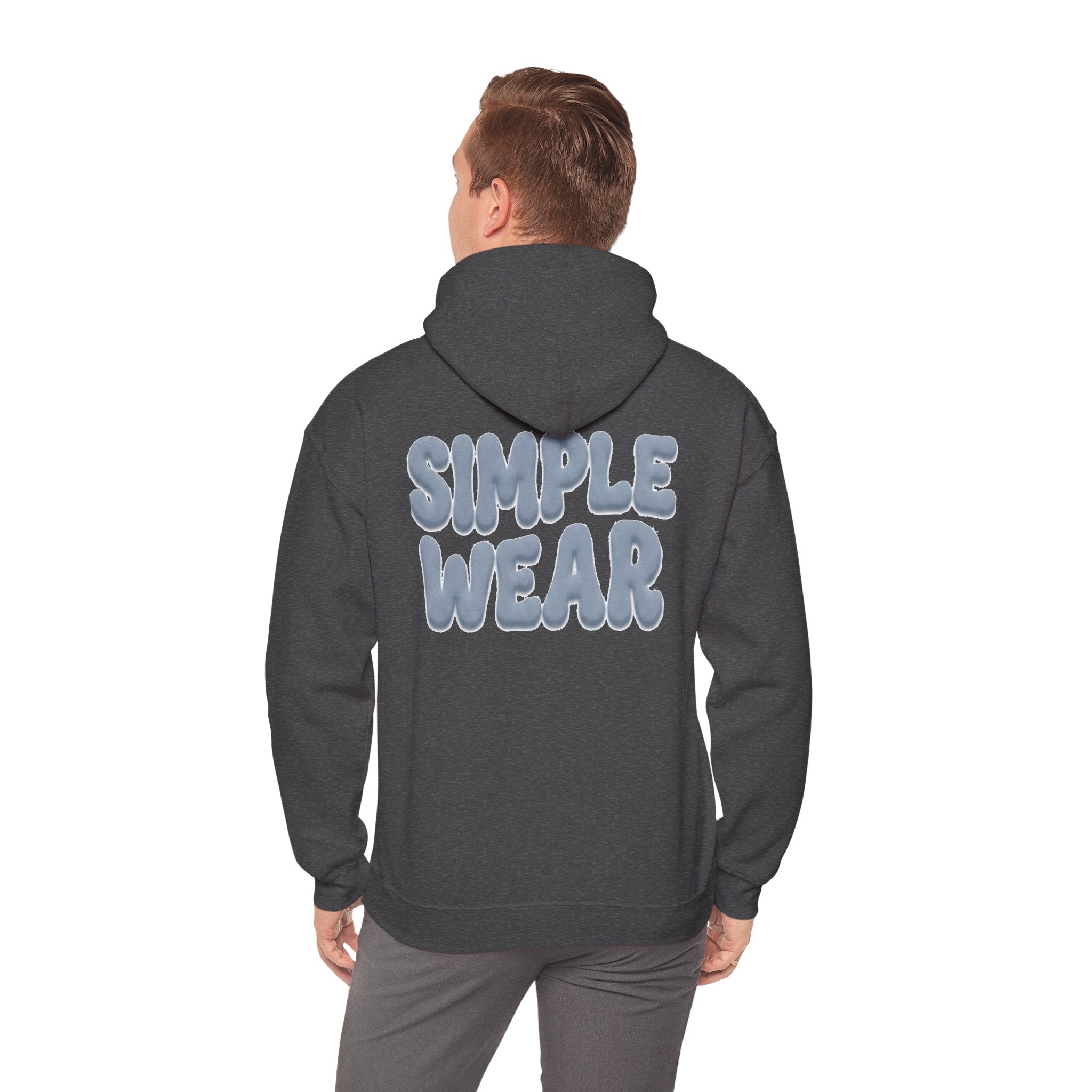 Simple Wear Hoodie — Minimal Bubble Text Graphic Hooded Sweatshirt