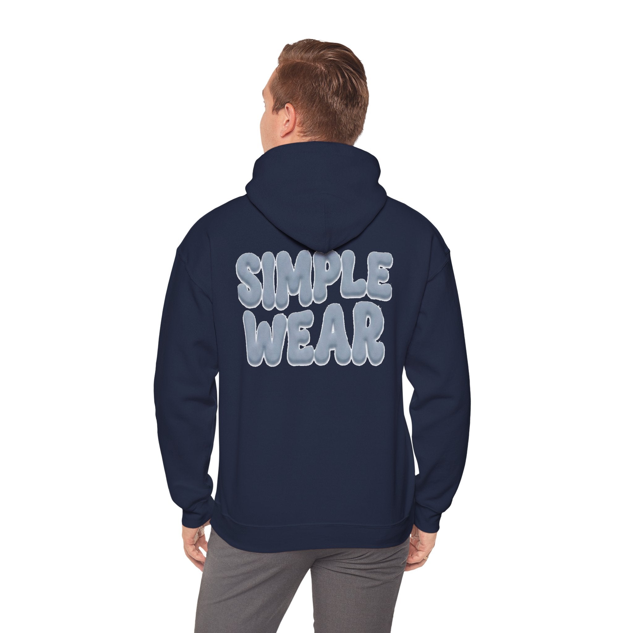 Simple Wear Hoodie — Minimal Bubble Text Graphic Hooded Sweatshirt