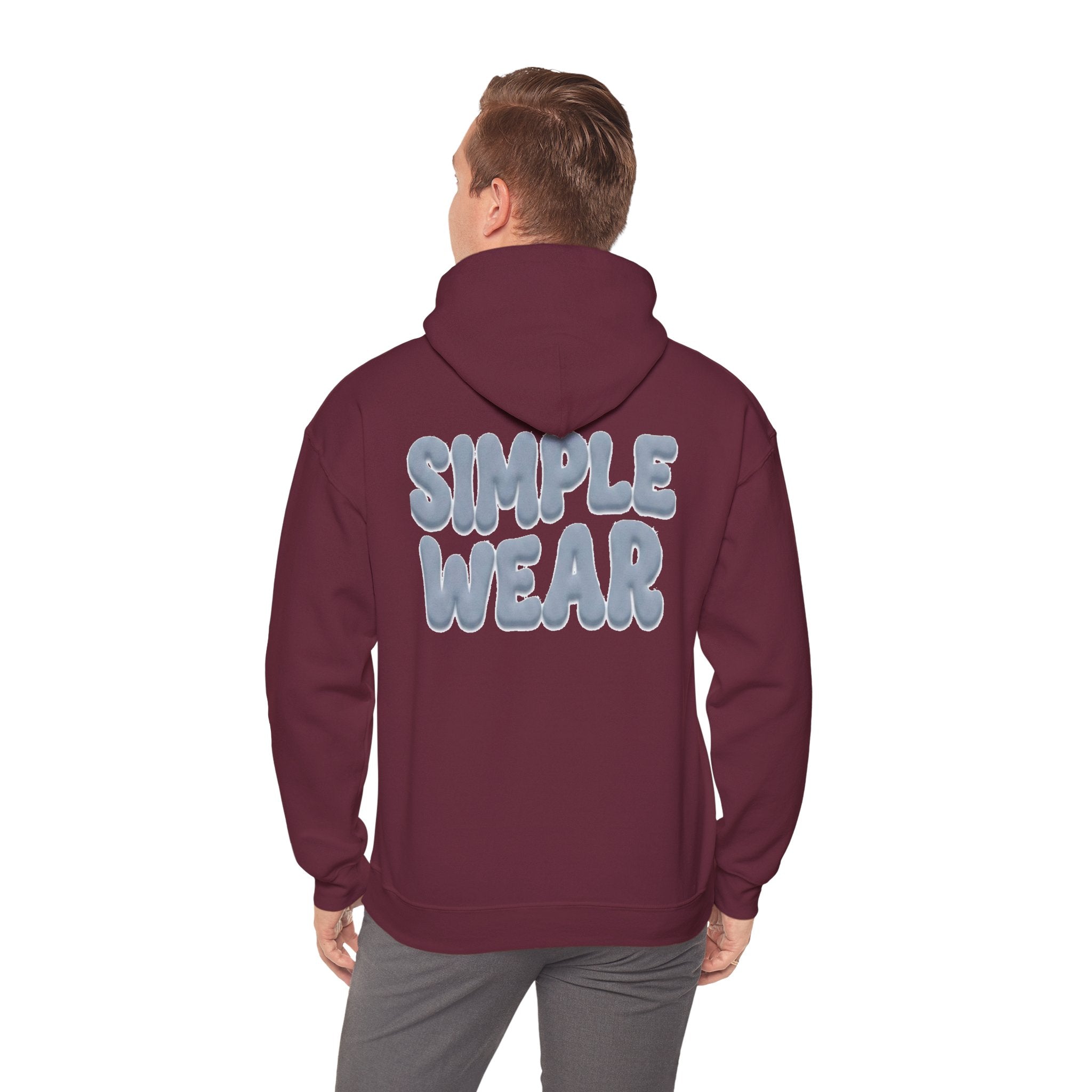 Simple Wear Hoodie — Minimal Bubble Text Graphic Hooded Sweatshirt