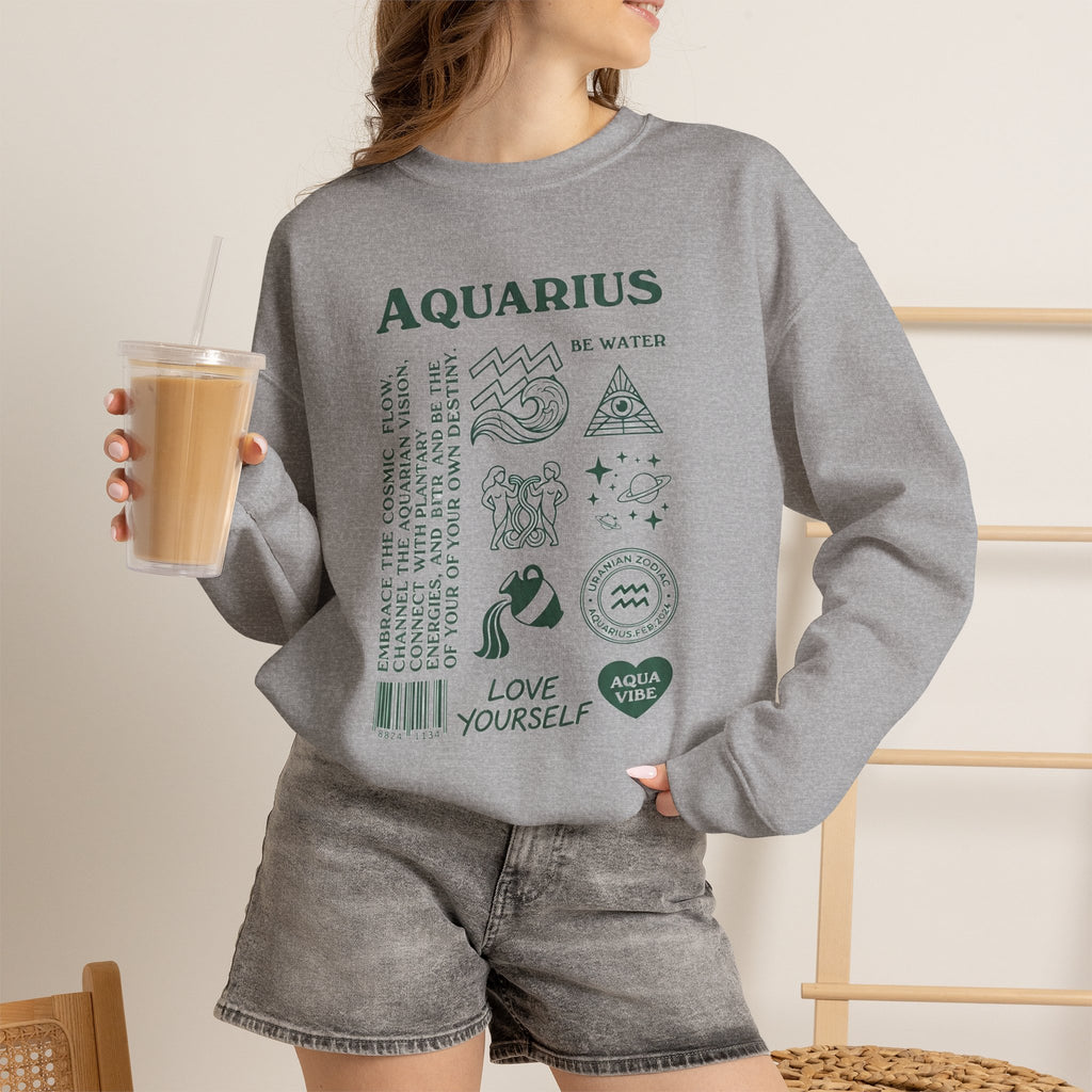 Aquarius Zodiac Sweatshirt — 'Love Yourself' Astrology Crewneck