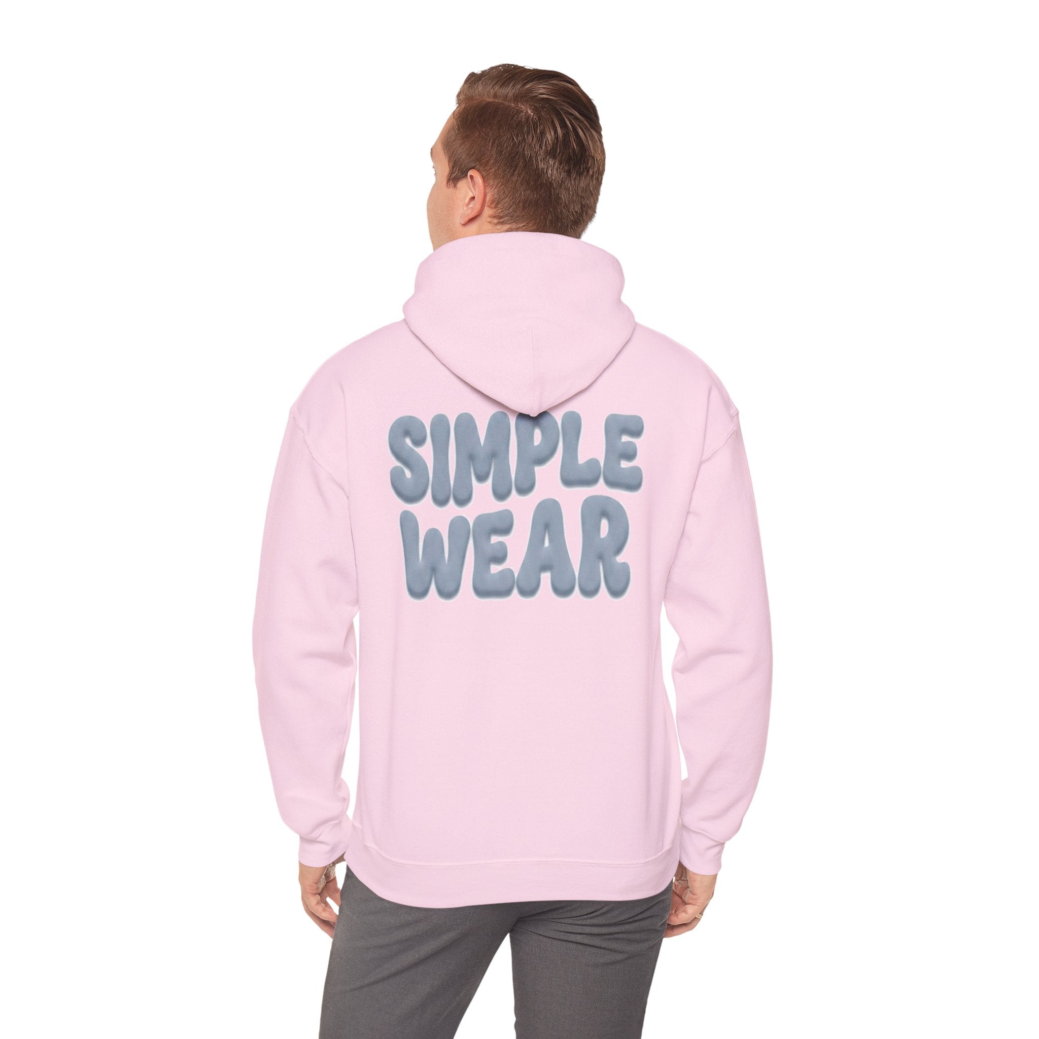 Simple Wear Hoodie — Minimal Bubble Text Graphic Hooded Sweatshirt