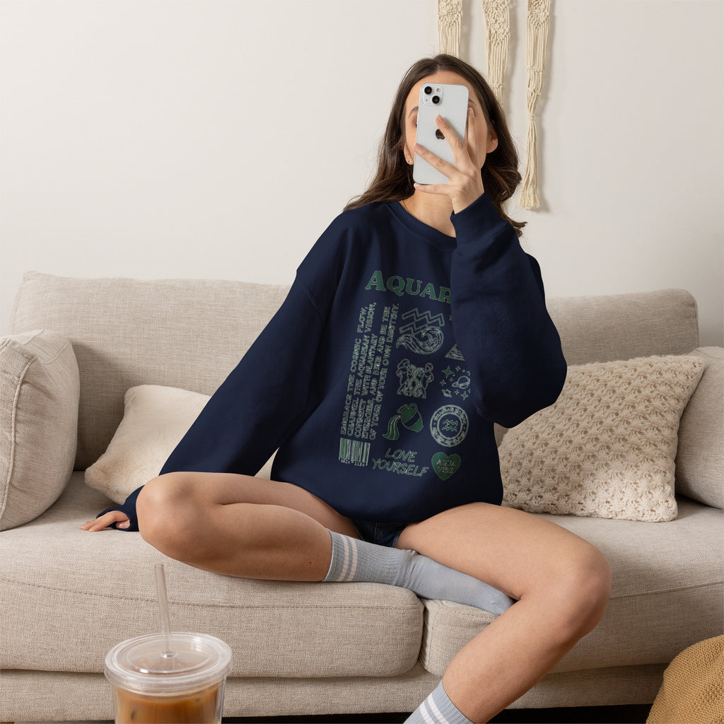 Aquarius Zodiac Sweatshirt — 'Love Yourself' Astrology Crewneck