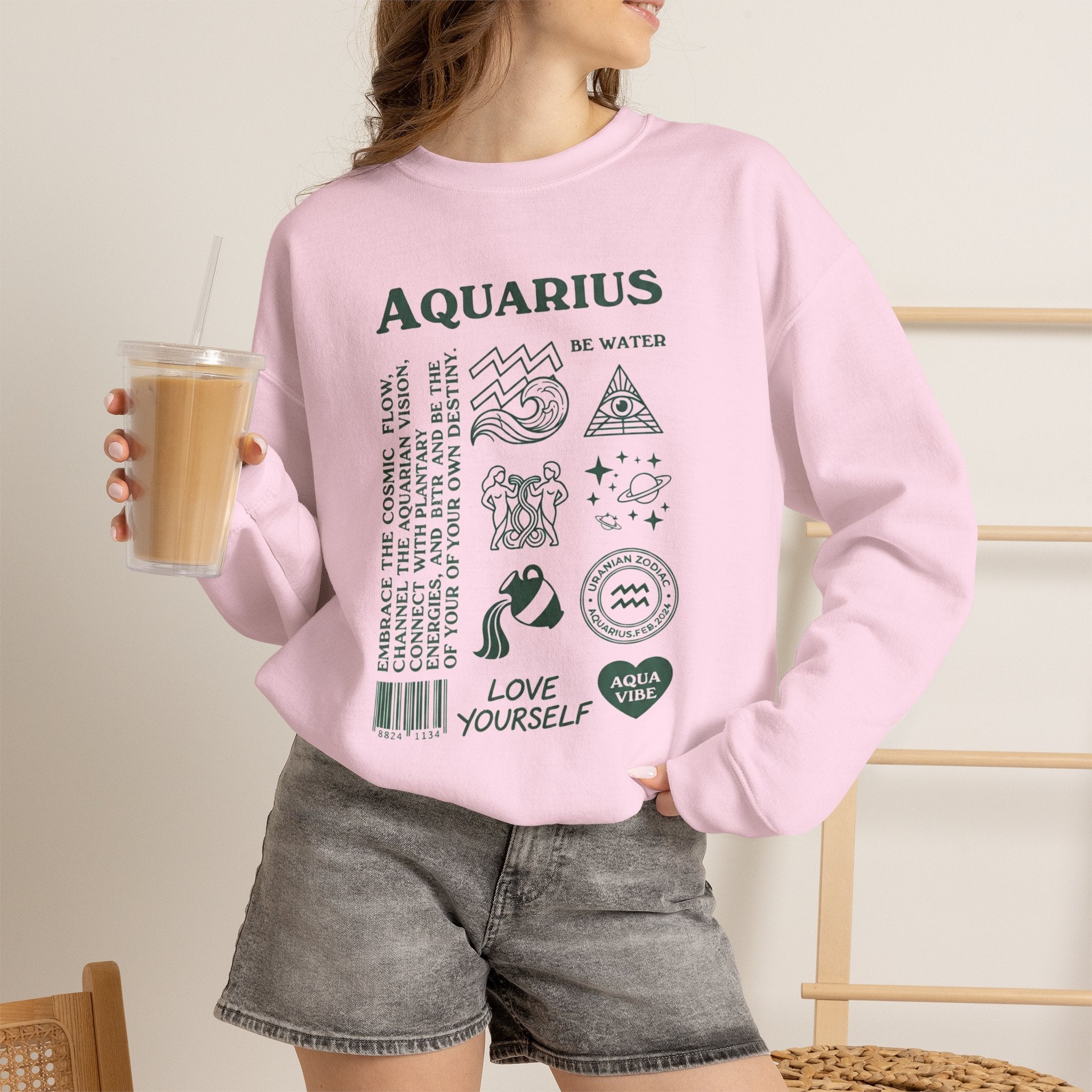 Aquarius Zodiac Sweatshirt — 'Love Yourself' Astrology Crewneck