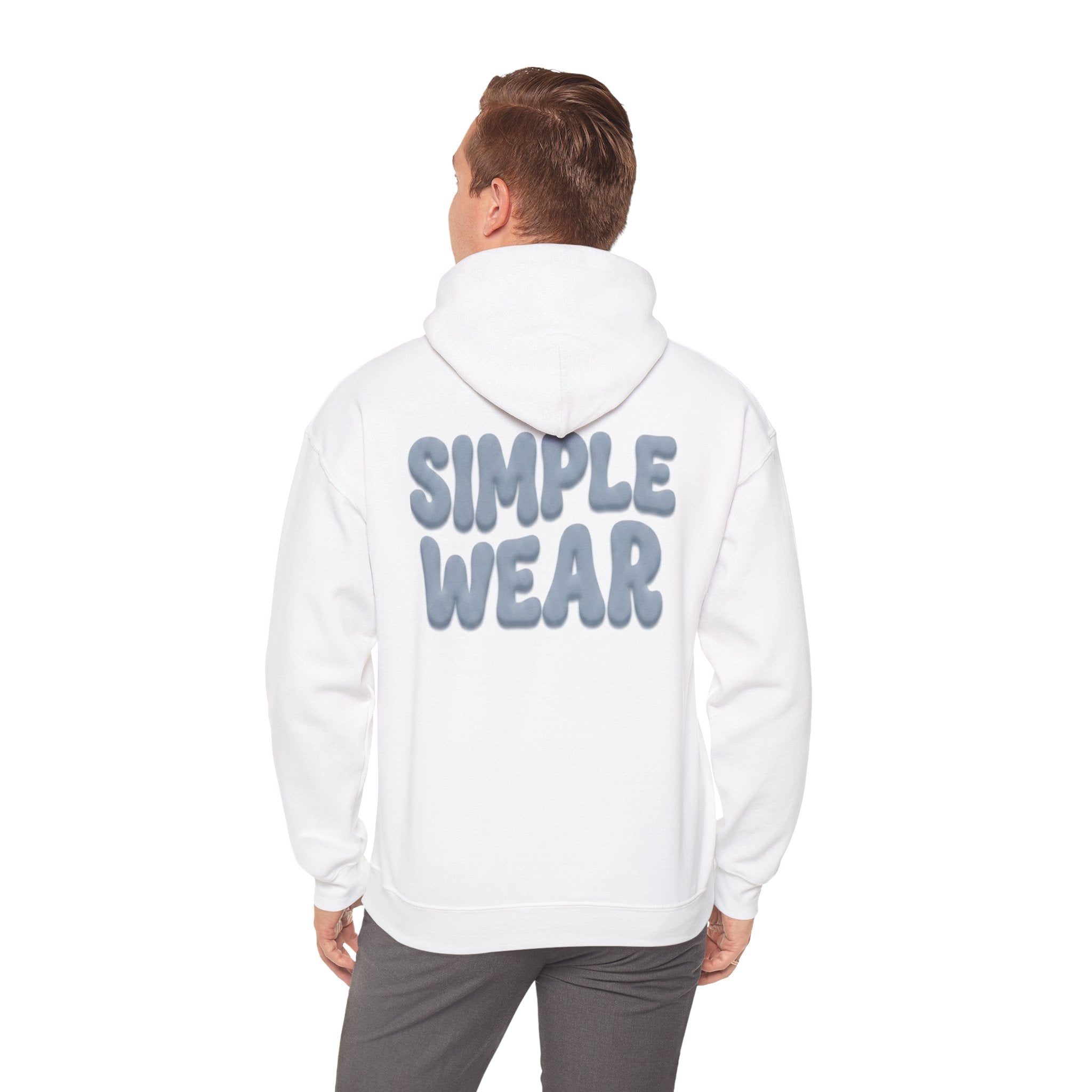 Simple Wear Hoodie — Minimal Bubble Text Graphic Hooded Sweatshirt