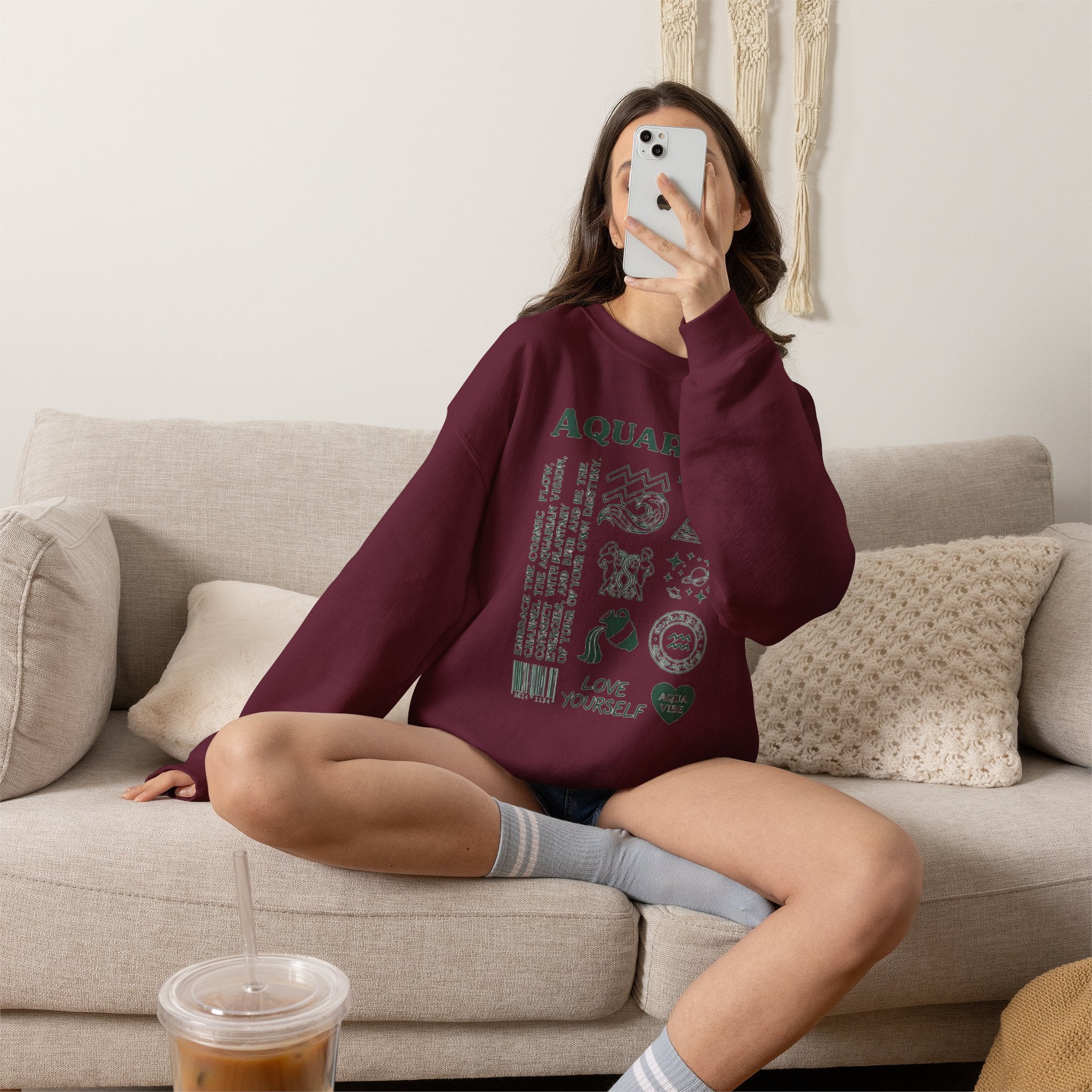Aquarius Zodiac Sweatshirt — 'Love Yourself' Astrology Crewneck