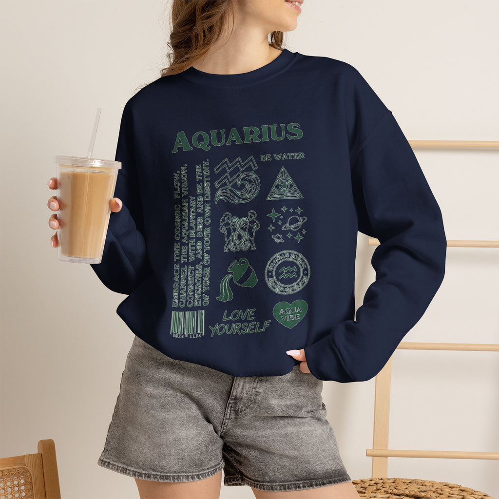 Aquarius Zodiac Sweatshirt — 'Love Yourself' Astrology Crewneck