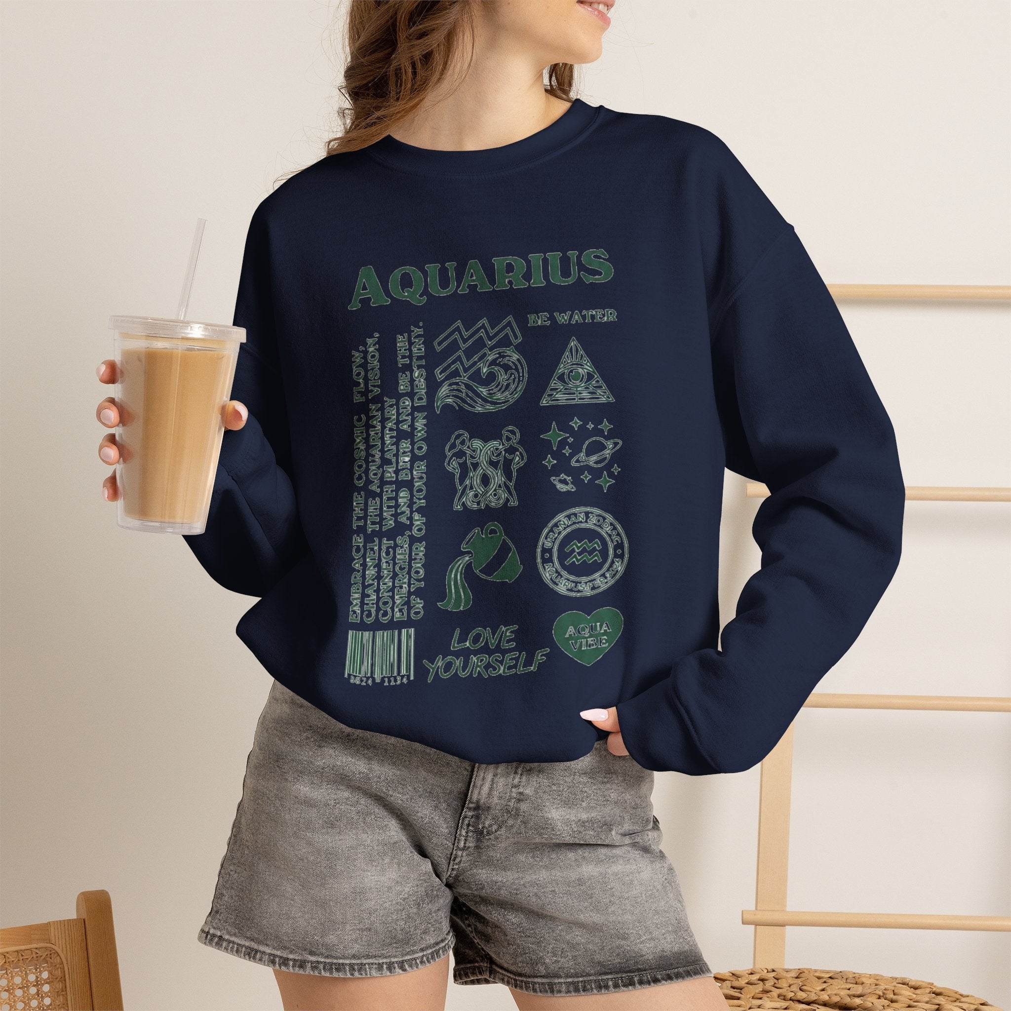 Aquarius Zodiac Sweatshirt — 'Love Yourself' Astrology Crewneck