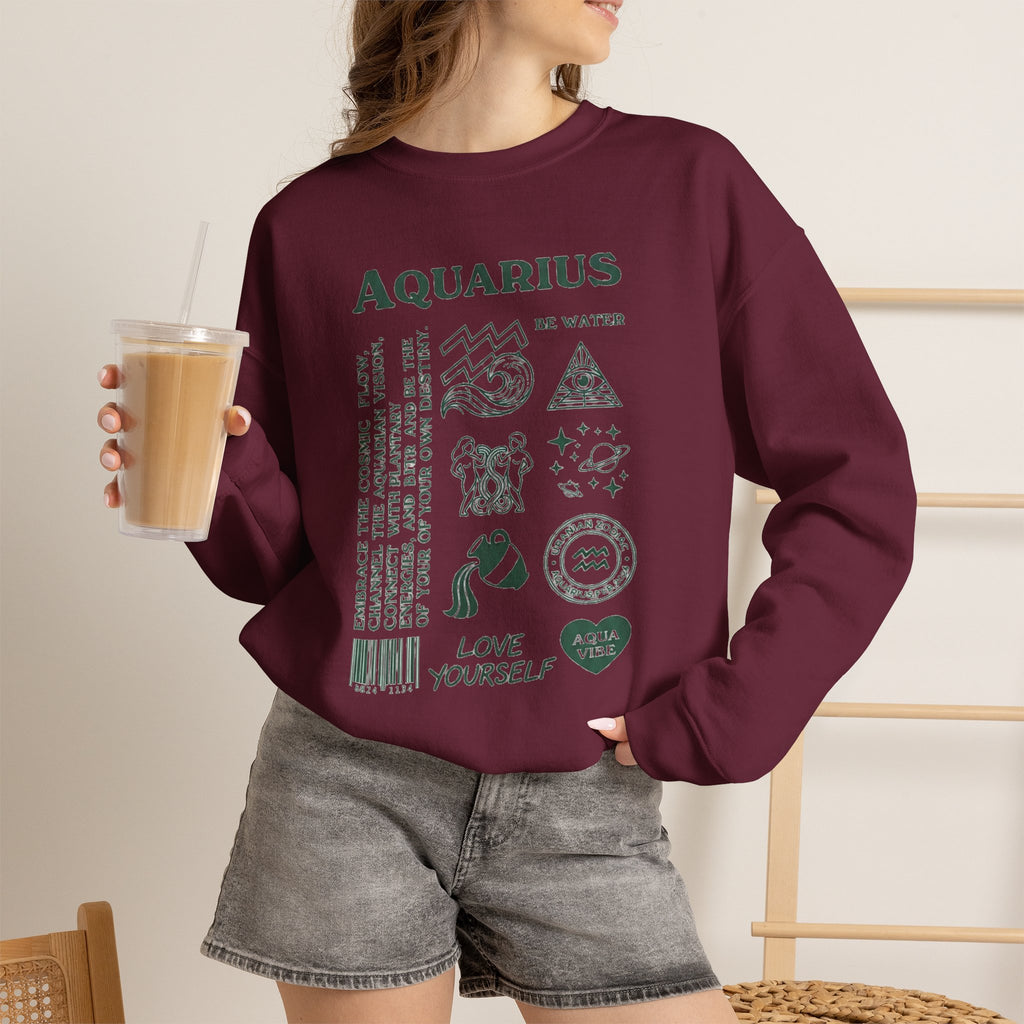 Aquarius Zodiac Sweatshirt — 'Love Yourself' Astrology Crewneck