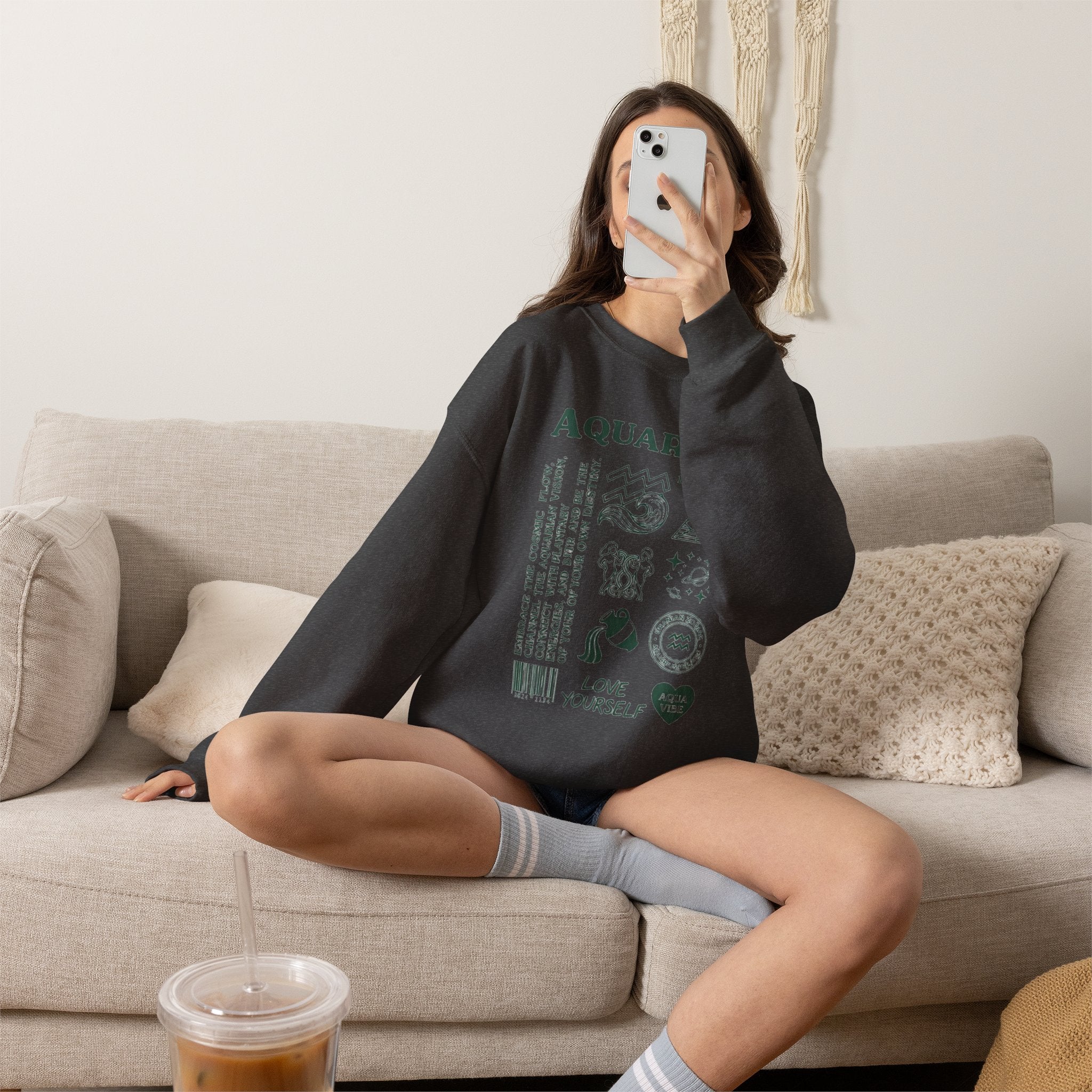 Aquarius Zodiac Sweatshirt — 'Love Yourself' Astrology Crewneck