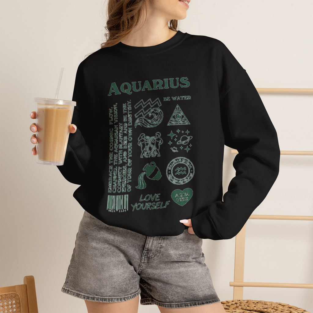 Aquarius Zodiac Sweatshirt — 'Love Yourself' Astrology Crewneck