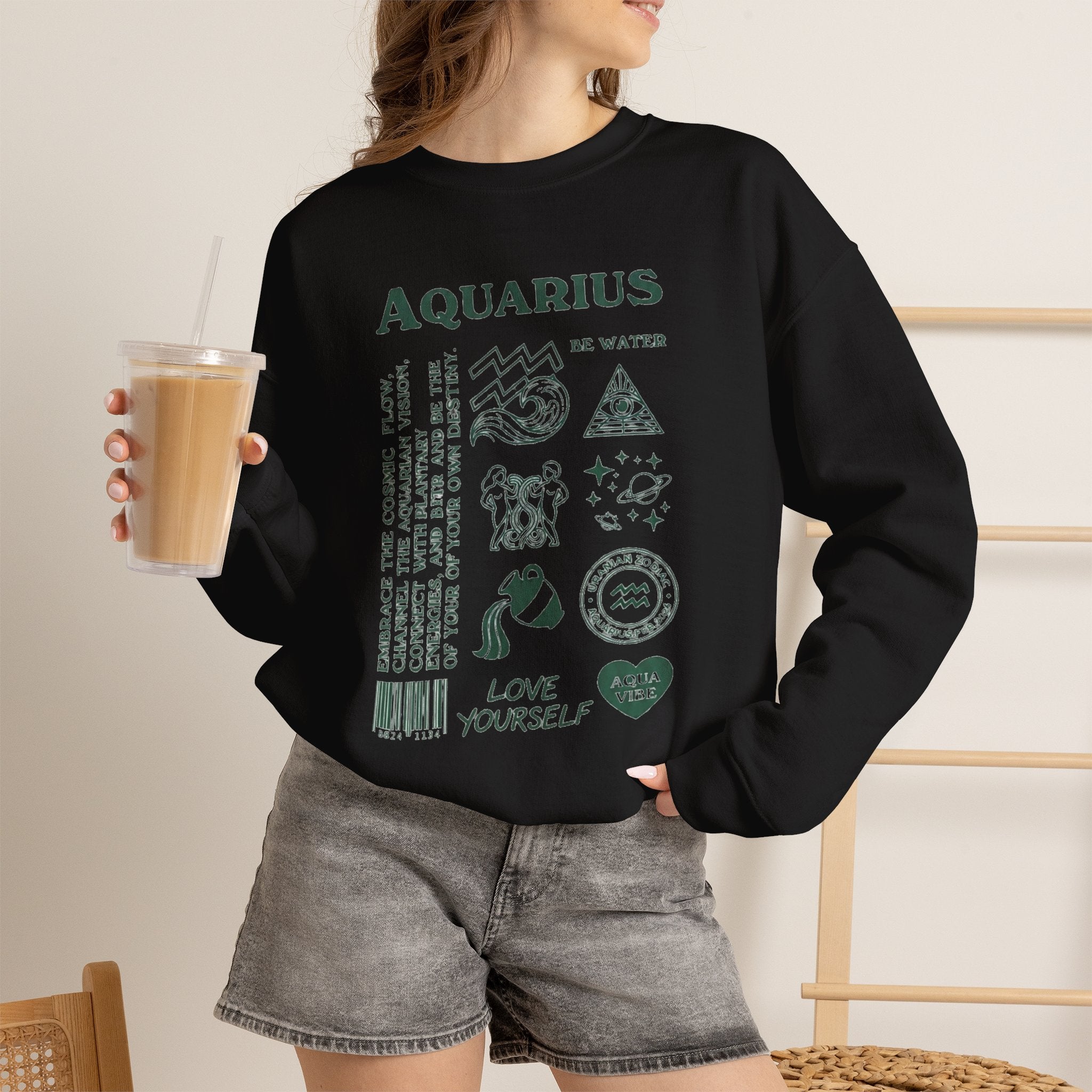 Aquarius Zodiac Sweatshirt — 'Love Yourself' Astrology Crewneck