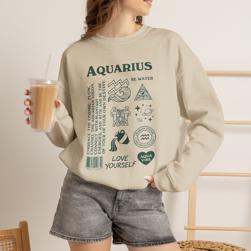 Aquarius Zodiac Sweatshirt — 'Love Yourself' Astrology Crewneck