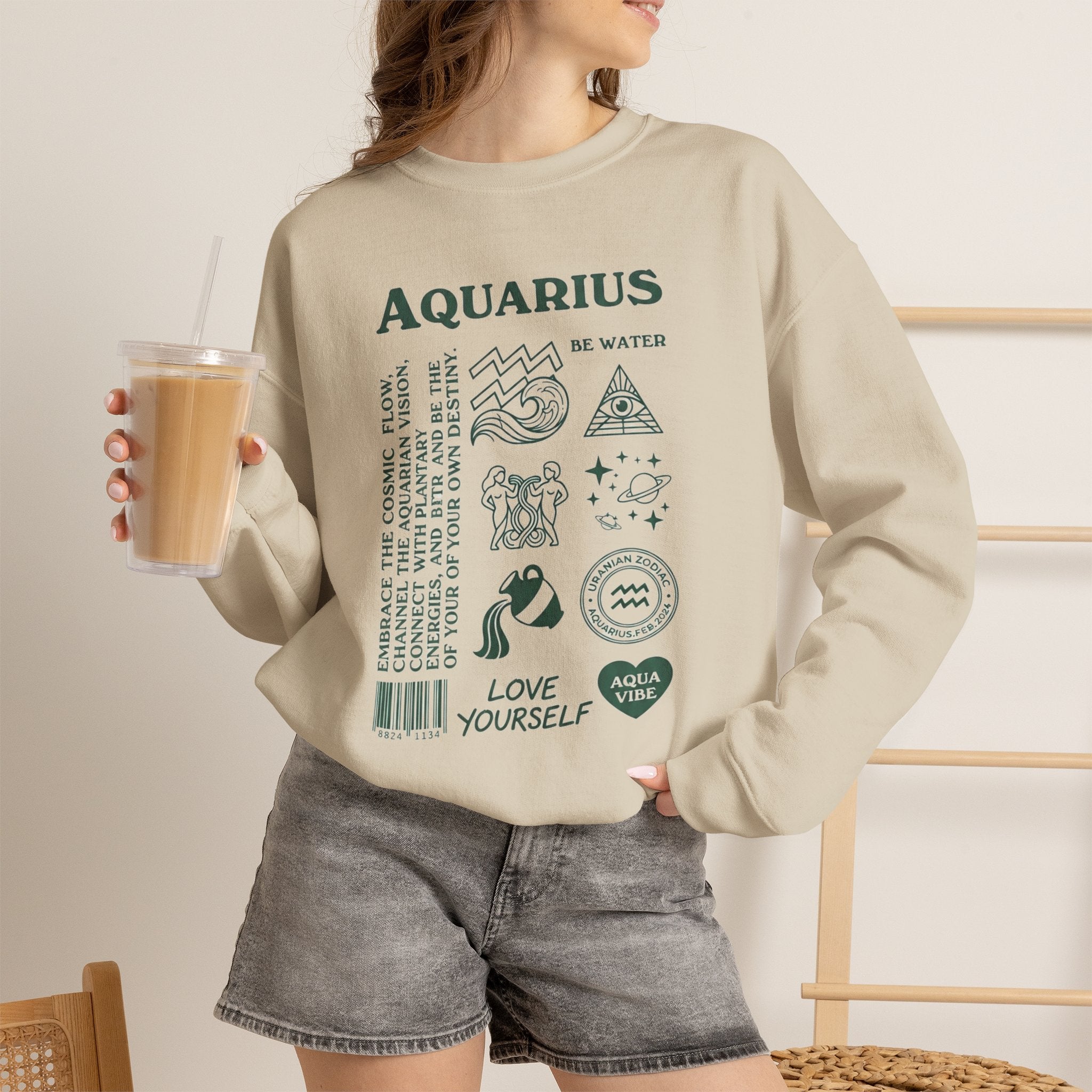 Aquarius Zodiac Sweatshirt — 'Love Yourself' Astrology Crewneck