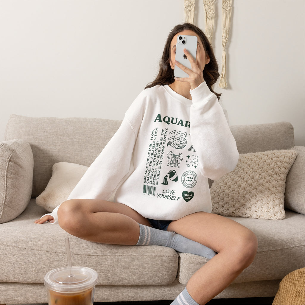 Aquarius Zodiac Sweatshirt — 'Love Yourself' Astrology Crewneck