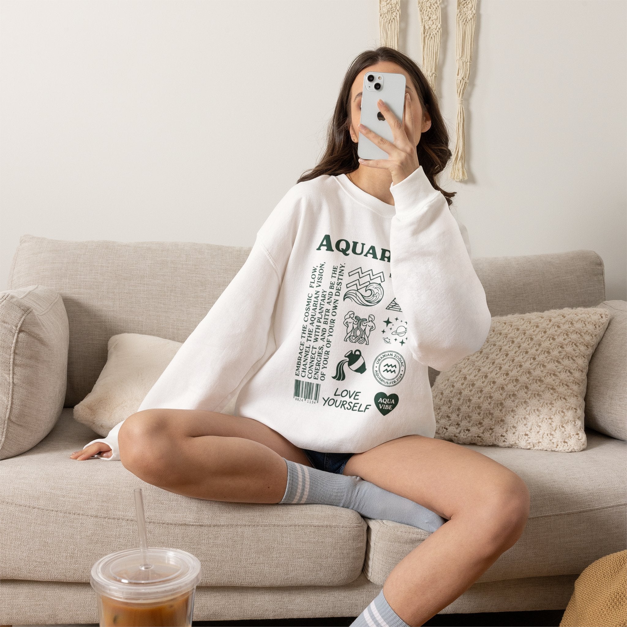 Aquarius Zodiac Sweatshirt — 'Love Yourself' Astrology Crewneck