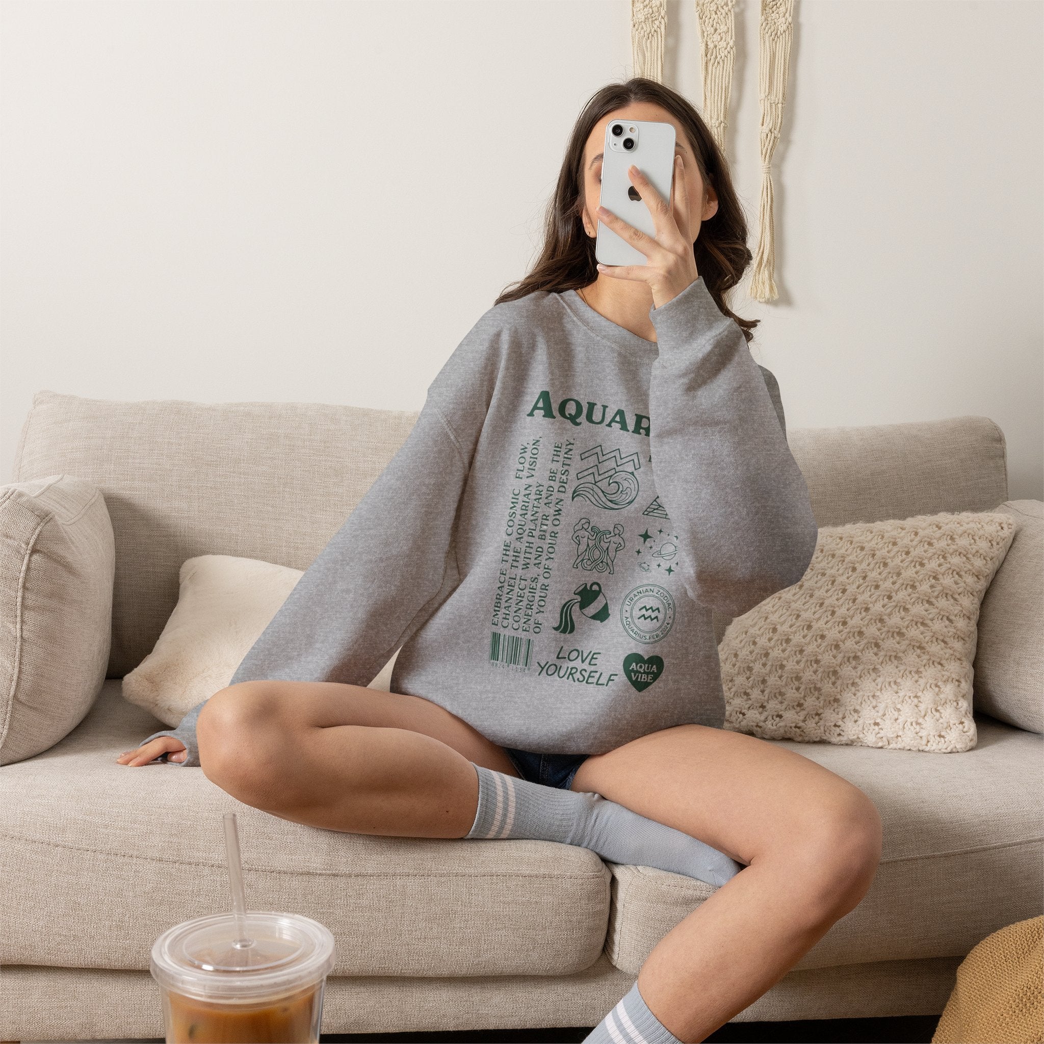 Aquarius Zodiac Sweatshirt — 'Love Yourself' Astrology Crewneck