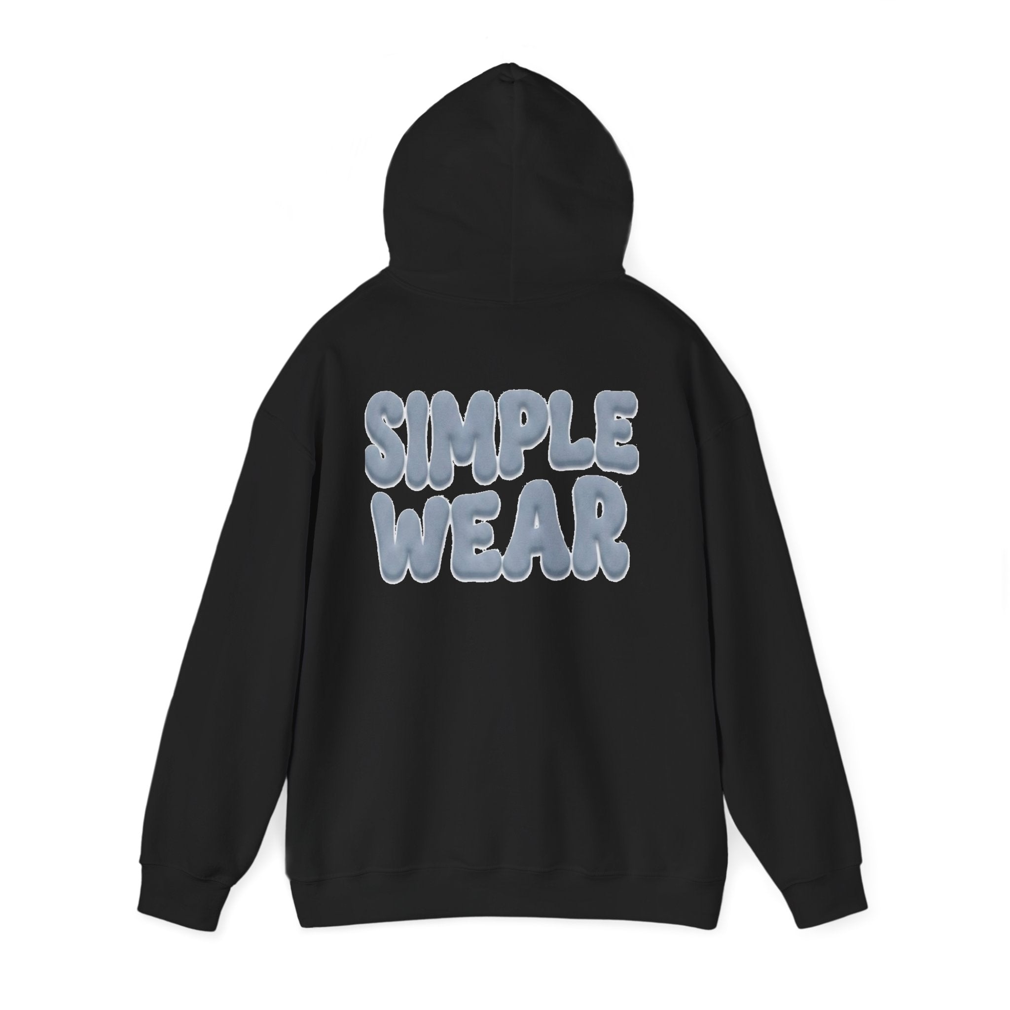 Simple Wear Hoodie — Minimal Bubble Text Graphic Hooded Sweatshirt
