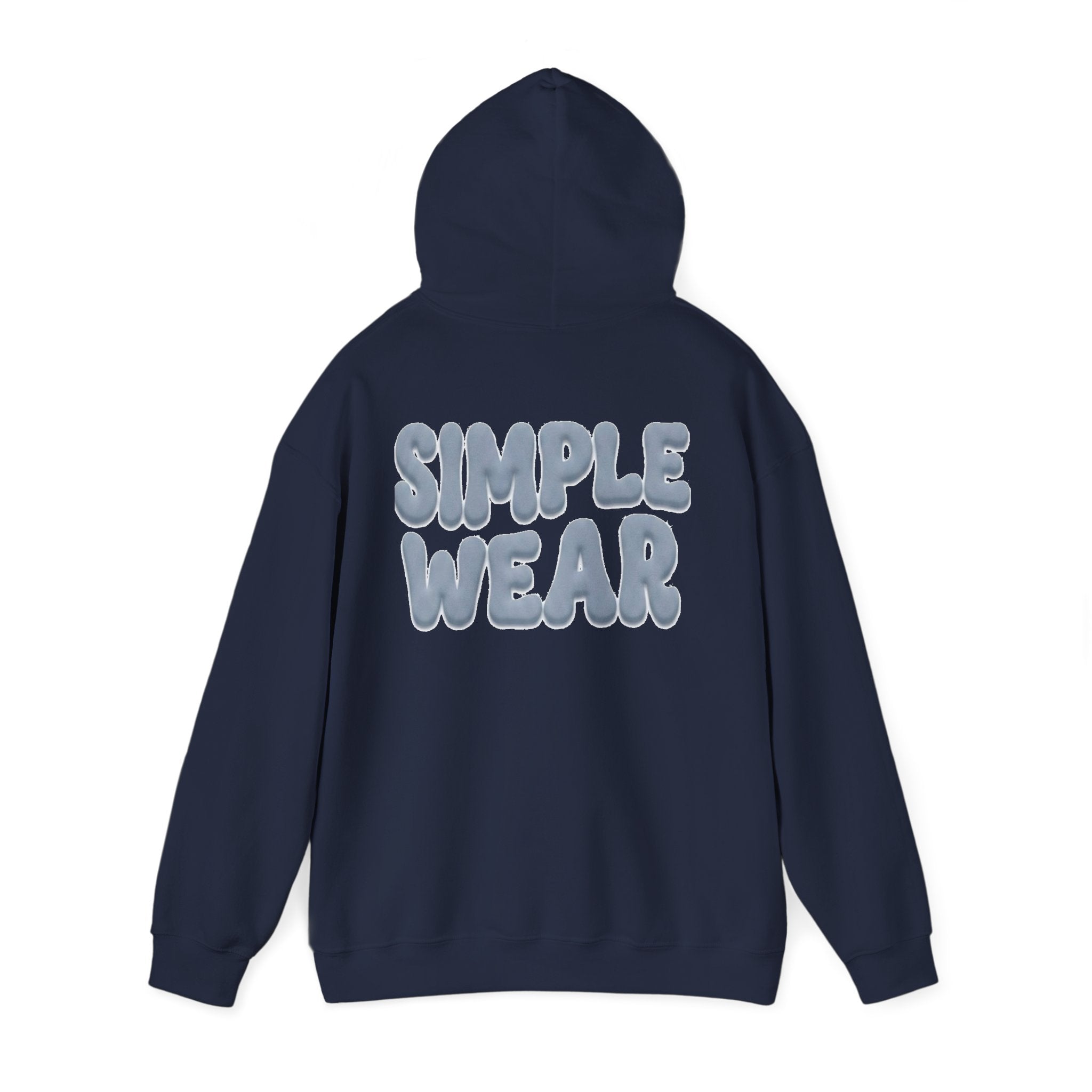Simple Wear Hoodie — Minimal Bubble Text Graphic Hooded Sweatshirt
