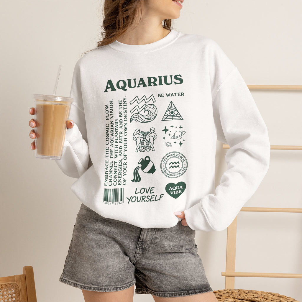 Aquarius Zodiac Sweatshirt — 'Love Yourself' Astrology Crewneck