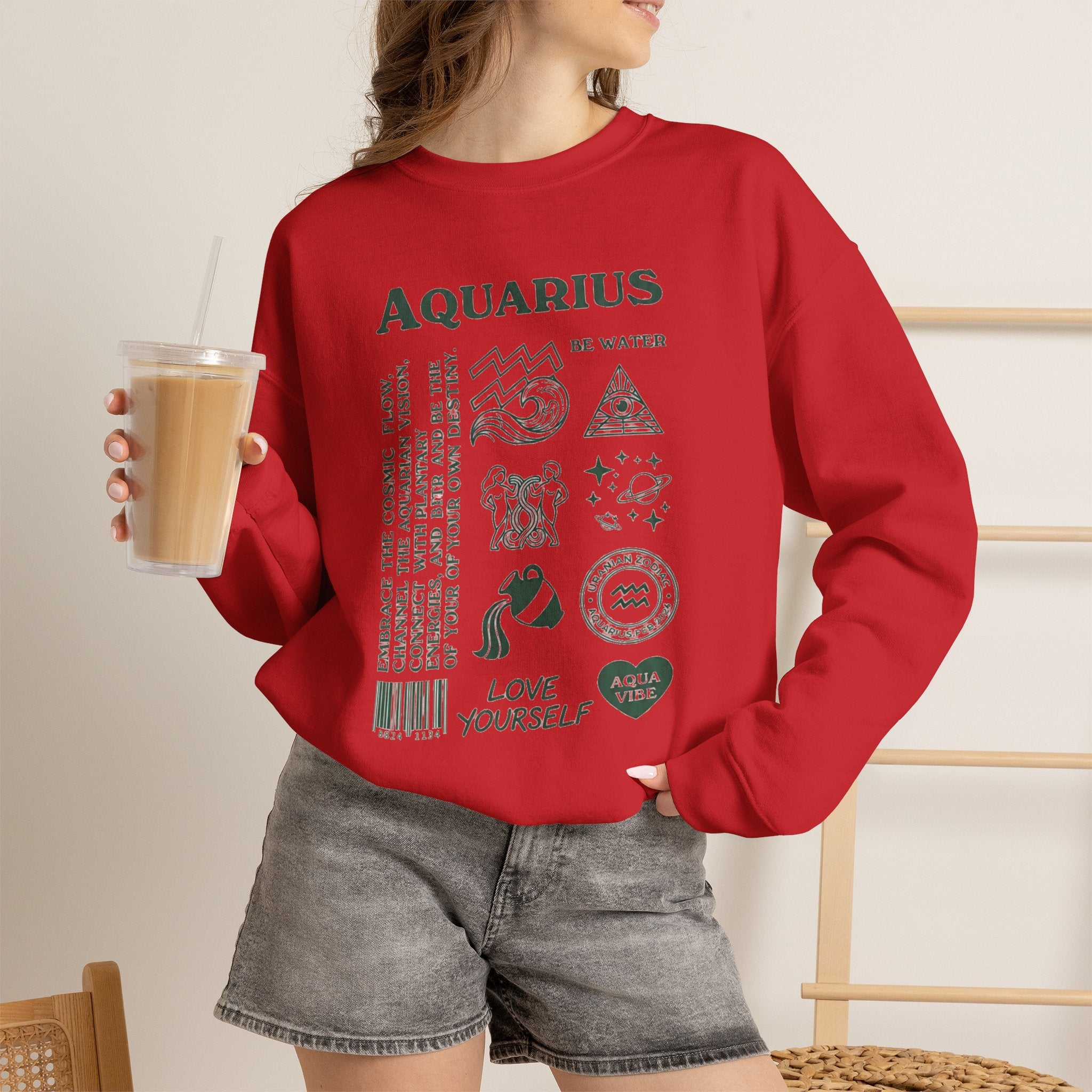 Aquarius Zodiac Sweatshirt — 'Love Yourself' Astrology Crewneck