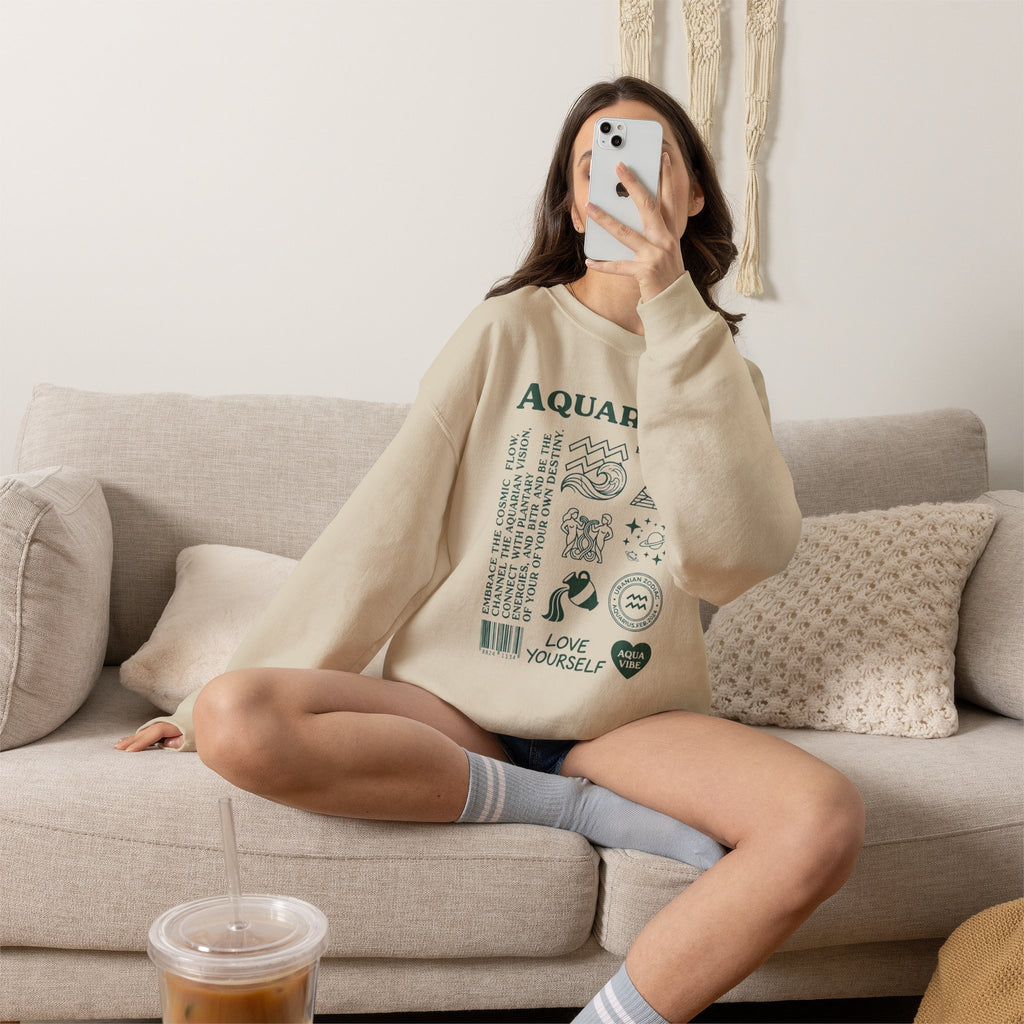 Aquarius Zodiac Sweatshirt — 'Love Yourself' Astrology Crewneck