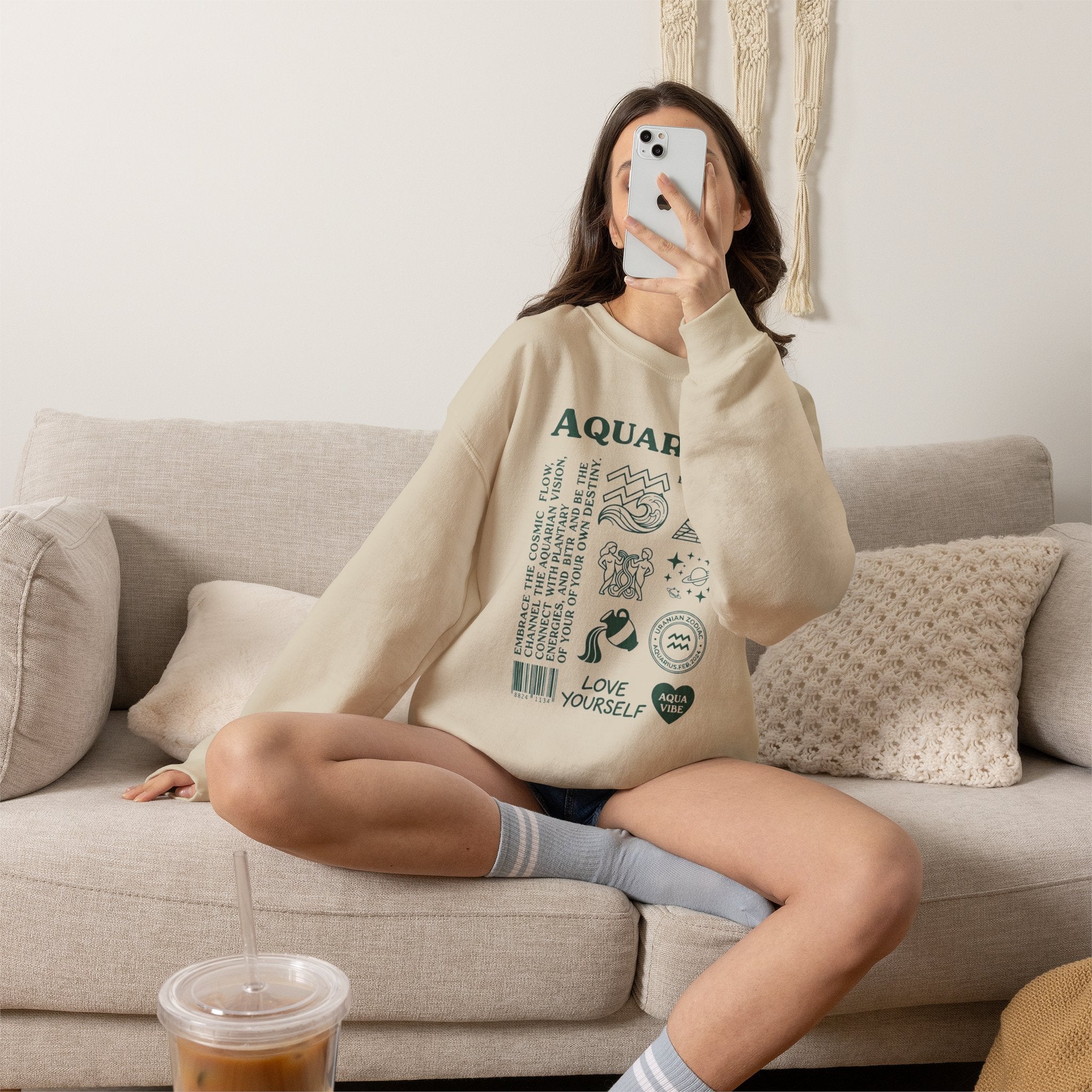 Aquarius Zodiac Sweatshirt — 'Love Yourself' Astrology Crewneck