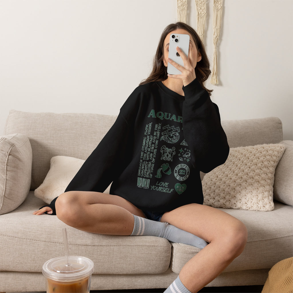 Aquarius Zodiac Sweatshirt — 'Love Yourself' Astrology Crewneck
