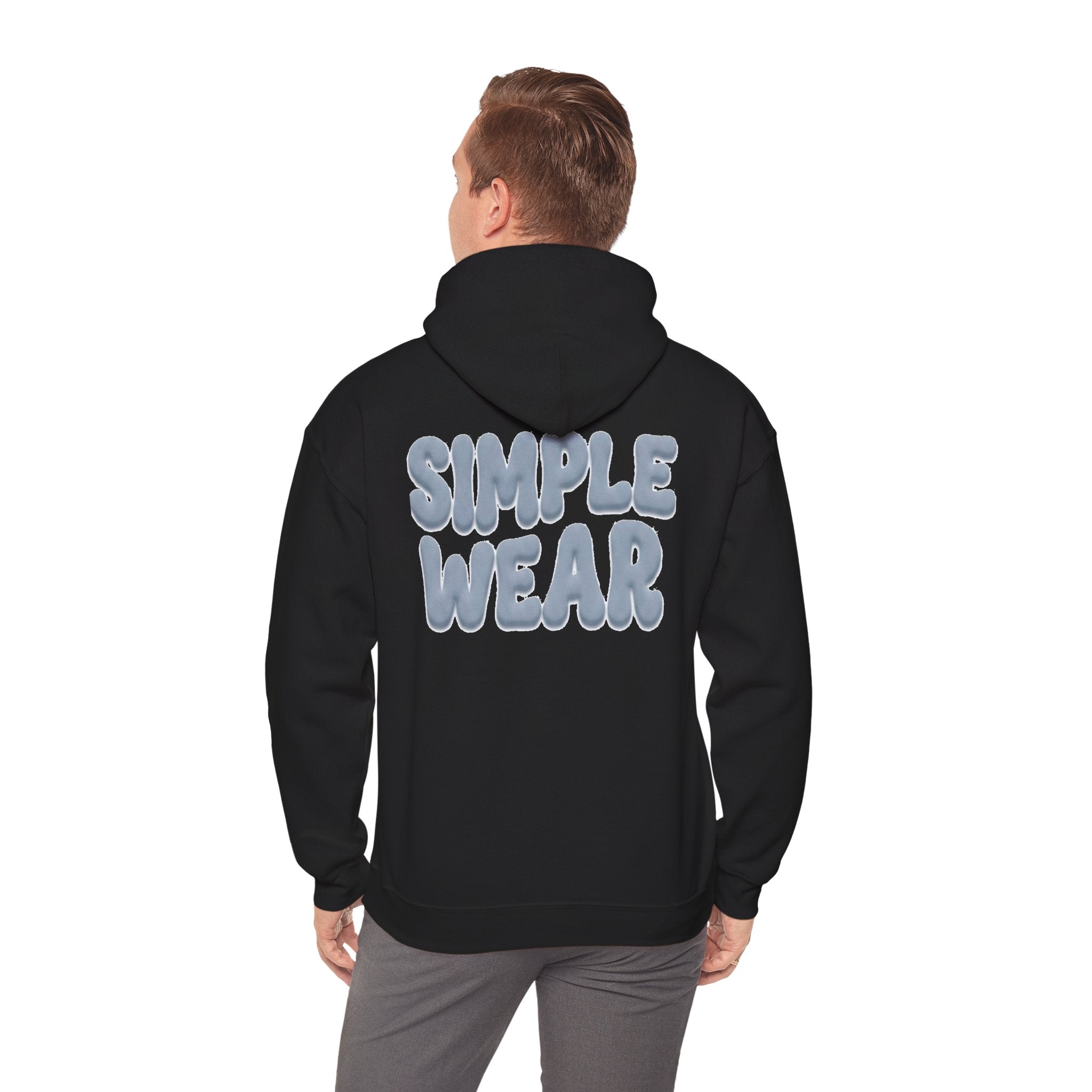 Simple Wear Hoodie — Minimal Bubble Text Graphic Hooded Sweatshirt
